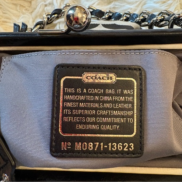 Coach Kisslock Purse Vintage Parker Black Signature C Chain Canvas Shoulder Bag - Picture 7 of 9